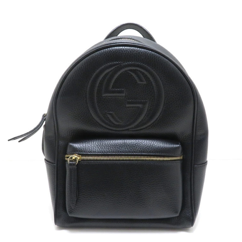 Gucci Interlocking G Backpack Leather Daypack Black